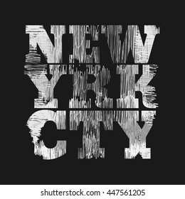 Vector illustration on the theme of New York.  Grunge background.  Typography, t-shirt graphics, print, poster, banner, flyer, postcard