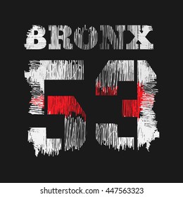 Vector illustration on the theme of New York, Bronx.  Grunge background.  Number sport typography, t-shirt graphics, poster, banner, flyer, print and postcard