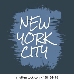 Vector illustration on the theme of New York City. Grunge background. Typography, t-shirt graphics, poster, banner, flyer, postcard