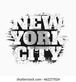Vector illustration on the theme of New York City. Grunge background. Typography, t-shirt graphics, poster, banner, flyer, postcard