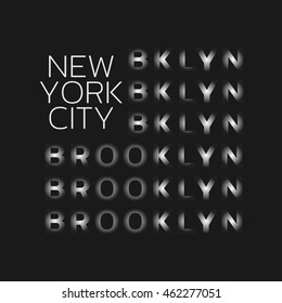 Vector illustration on the theme of New York City, Brooklyn.  The Stylized American flag. Typography, t-shirt graphics, print, poster, banner, flyer, postcard