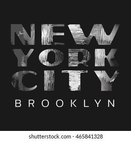 Vector illustration on the theme of New York City, Brooklyn.  Grunge background.  Typography, t-shirt graphics, print, poster, banner, flyer, postcard
