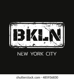 Vector illustration on a theme of New York City, Brooklyn. Grunge background. Typography, t-shirt graphics, poster, banner, print, flyer, postcard