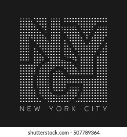 Vector illustration on the theme in New York City. Typography, t-shirt graphics, print, poster, banner; flyer, postcard