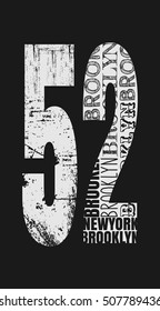 Vector illustration on the theme in New York City, Brooklyn. Number sport typography, t-shirt graphics, print, poster, banner; flyer, postcard