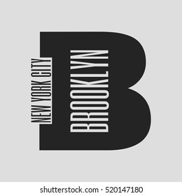 Vector illustration on a theme of New York City, Brooklyn. Typography, t-shirt graphics, poster, banner, print, flyer, postcard

