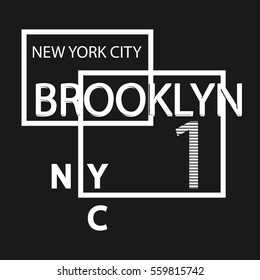 Vector illustration on the theme of New York City, Brooklyn. Number sport typography, t-shirt graphics, print, poster, banner,  postcard