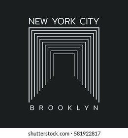 Vector illustration on the theme in New York City, Brooklyn. Typography, t-shirt graphics, poster, print, banner, flyer, postcard