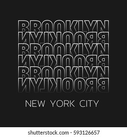 Vector illustration on the theme in New York City, Brooklyn. Typography, t-shirt graphics, poster, print, banner, flyer, postcard