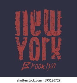 Vector illustration on the theme in New York City. Vintage design. Grunge background. Typography, t-shirt graphics, poster, print, banner, flyer, postcard

