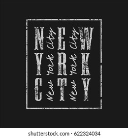 Vector illustration on the theme of New York City.  Vintage design.  Grunge background. Typography, t-shirt graphics, print, poster, banner, flyer, postcard