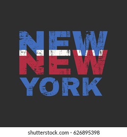 Vector illustration on the theme of New York City. Grunge background. Typography, t-shirt graphics, print, poster, banner, flyer, postcard