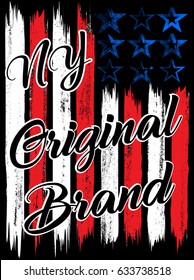 Vector illustration on the theme of New York City freedom. Stylized American flag. Grunge background. Typography, t-shirt graphics, print, poster, banner