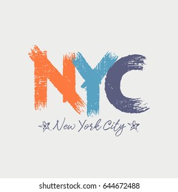Vector illustration on a theme of New York City. Grunge background. Typography, t-shirt graphics, poster, banner, print, flyer, postcard