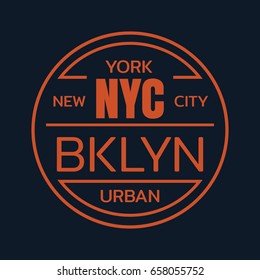 Vector illustration on a theme of New York City, Brooklyn. Typography, t-shirt graphics, poster, banner, print, flyer, postcard