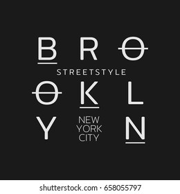 Vector illustration on the theme in New York City, Brooklyn. Typography, t-shirt graphics, poster, print, banner, flyer, postcard