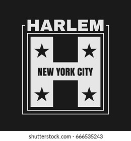 Vector illustration on the theme in New York City, Harlem. Typography, t-shirt graphics, poster, print, banner, flyer, postcard