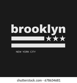 Vector illustration on the theme in New York City, Brooklyn. Stylized American flag. Typography, t-shirt graphics, poster, print, banner, flyer, postcard