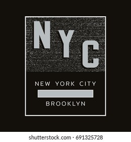 Vector illustration on the theme of New York City, Brooklyn. Typography, t-shirt graphics, poster, print, banner, flyer, postcard