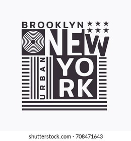 Vector illustration on the theme of New York City, Brooklyn.  Typography, t-shirt graphics, poster, print, banner, flyer, postcard