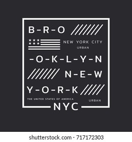 Vector illustration on the theme of New York City, Brooklyn.  Stylized American flag.  Typography, t-shirt graphics, poster, print, banner, flyer, postcard