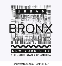 Vector illustration on the theme of New York City, Bronx.  Typography, t-shirt graphics, poster, print, banner, flyer, postcard