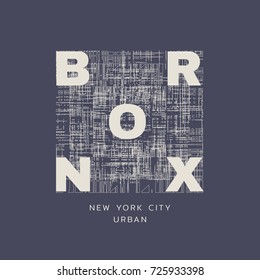 Vector illustration on the theme of New York City, Bronx. Grunge background.  Typography, t-shirt graphics, poster, print, banner, flyer, postcard