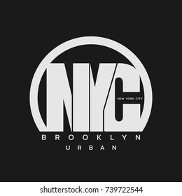 Vector illustration on the theme of New York City, Brooklyn.  Typography, t-shirt graphics, poster, print, banner, flyer, postcard