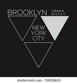 Vector illustration on the theme of New York City, Brooklyn.  The Geometric design. Typography, t-shirt graphics, poster, print, banner, flyer, postcard