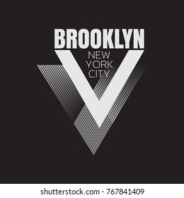 Vector illustration on the theme of New York City, Brooklyn.  The Geometric design. Typography, t-shirt graphics, poster, print, banner, flyer, postcard