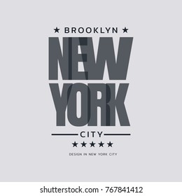 Vector illustration on the theme of New York City, Brooklyn. Typography, t-shirt graphics, poster, print, banner, flyer, postcard