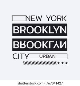Vector illustration on the theme of New York City, Brooklyn.  The Geometric design. Typography, t-shirt graphics, poster, print, banner, flyer, postcard