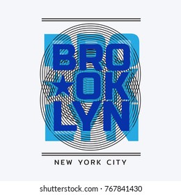 Vector illustration on the theme of New York City, Brooklyn.  The Geometric design. Typography, t-shirt graphics, poster, print, banner, flyer, postcard