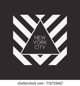 Vector illustration on the theme of New York City.  The Geometric design. Typography, t-shirt graphics, poster, print, banner, flyer, postcard