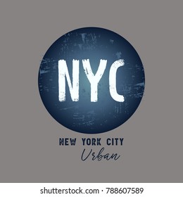 Vector illustration on the theme in New York City.  Grunge background. Stamp typography, t-shirt graphics, poster, print, banner, flyer, postcard