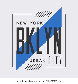 Vector illustration on the theme of New York City, Brooklyn. Typography, t-shirt graphics, poster, print, banner, flyer, postcard