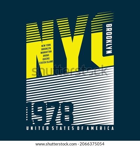Vector illustration on the theme of New York City, Brooklyn. Typography, t-shirt graphics, poster, print, banner, flyer, postcard