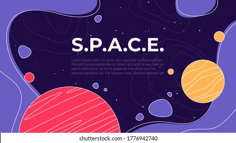 Ilustración de vectores sobre el tema del espacio ultraterrestre, viajes interestelares, universo y galaxias distantes.