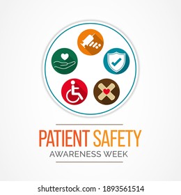 Vector illustration on the theme of Patient Safety awareness week observed each year during March to increase awareness about patient safety among health professionals, patients, and families.