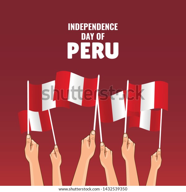 ペルー独立記念日をテーマにしたベクターイラスト ペルーの国旗を持つ手 のベクター画像素材 ロイヤリティフリー