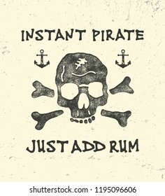  Vector illustration on the theme of the Pirates. Vintage design. Grunge background. T-shirt graphics, print, poster, banner, flyer. Vector
