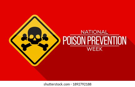 Vector Illustration On The Theme Of Poison Prevention Month Observed Each Year During Third Full Week Of March. The Goal Is To Raise Awareness Of The Risk Of Being Poisoned By Household Products.