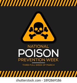 Vector Illustration On The Theme Of Poison Prevention Month Observed Each Year During Third Full Week Of March. The Goal Is To Raise Awareness Of The Risk Of Being Poisoned By Household Products.