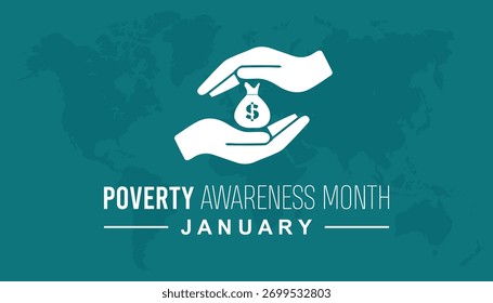 Vector illustration on the theme of Poverty Awareness Month observed each year during January. banner, Holiday, poster, card and background design.