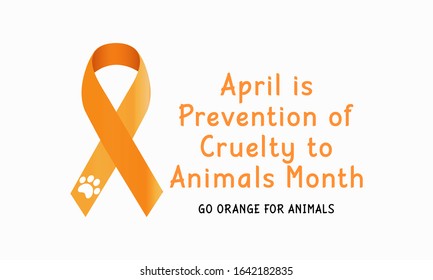 Vector Illustration On The Theme Of Prevention Of Cruelty To Animals Month Of April, Go Orange For Animals.