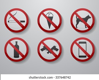Vector illustration on a theme prohibition signs