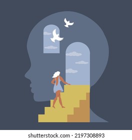 vector illustration on the theme of psychotherapy, mental health and psychoanalysis