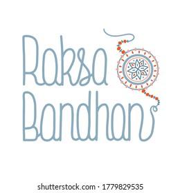Ilustración vectorial sobre el tema de Raksha Bandhan Agosto 3. Decorada con una inscripción manuscrita AGOSTO y brazalete de contorno.