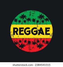 Ilustración vectorial sobre el tema de la música reggae. Diseño de época.  Tipografía, gráficos de camisetas, afiche, pancarta, volante, postal