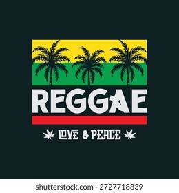 Vector illustration on the theme of reggae music.  Typography, t-shirt graphics, poster, banner, flyer, postcard